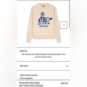 Kidsuper records knit sweater cream